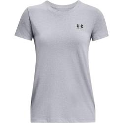 Under Armour Damen UA W Sportstyle LC SS T-Shirt, Steel Light Heather / / Black, S von Under Armour