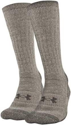 Under Armour Hitch ColdGear Stiefelsocken für Erwachsene, 2 Paar, Damen Unisex-Erwachsene Herren, Socken, Coldgear Boot Socks, 2-pairs, Highland Buff/Maverick Brown, Large von Under Armour