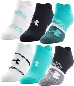 Under Armour Women's Essential 2.0 Lightweight No Show Socks, 6-Pairs, Black/Neptune/White, Medium von Under Armour