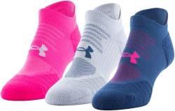 Under Armour Women's Play Up No Show Tab Socks, 3-Pairs , Deep Sea/Breaker Blue/Electro Pink , Medium von Under Armour