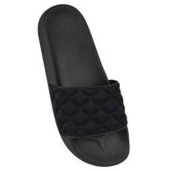 Damen-Sandalen mit offenem Zehenbereich, weich, flach, Sommer, flauschig oder gesteppt, Urlaubssandalen, gesteppt, schwarz, 40 EU von Undercover