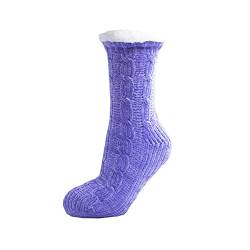 Damen superweiche Chenille-Stricksocken mit Sherpa-Futter, lange Hausschuhe, Flieder, Einheitsgröße von Undercover