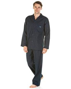 Haigman Herren-Schlafanzug, pflegeleicht, gewebt, Baumwolle, bedruckt, lange Ärmel, traditionell, tailliert, Nachtwäsche, Marineblaue Punkte, XXL von Undercover
