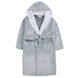 Kinder-Bademantel aus weichem Fleece mit Kapuze, lustiger Charakter, Frosted Grey, 9-10 Jahre von Undercover