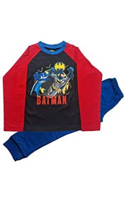 Offizielles Batman-Pyjama-Set, langärmelig, Baumwollmischung, Nachtwäsche für 4-10 Jahre, Batman-Rot (skp4878), 7-8 Jahre von Undercover
