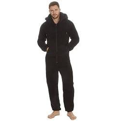 Onesie Herren Kapuzenjacke aus dickem Fleece mit Reißverschluss, Borg – Schwarz, Large / X-Large von Undercover