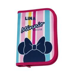 Undercover Federmappe Minnie Mouse Mädchen - Personalisiert mit Name - Federtasche Disney gestreift mit Inhalt Stiften - Schüleretui Grundschule Schulanfang Kinder von Undercover