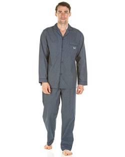 Undercover Haigman Herren-Pyjama, pflegeleicht, gewebte Baumwolle, bedruckt, langärmelig, traditionell, tailliert, Marineblauer Geo-Druck, M von Undercover