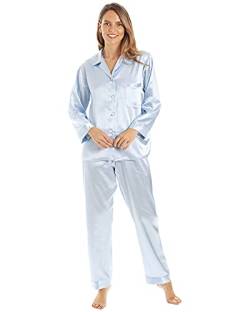 Undercover Langärmeliger Damen-Pyjama mit Knopfleiste, Blau, 40-42 von Undercover