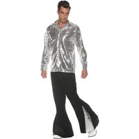Underwraps Kostüm 70er Jahre Disco Dancer Kostüm für Männer silber, Strahlend schöner Zweiteiler für den Discofloor von Underwraps