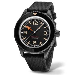 Undone Basecamp Militar Vintage Automatik Analog Edelstahl PVD Schwarz Stoff Unisex Uhr von Undone