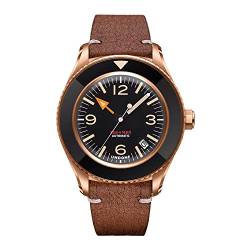 Undone Basecamp Militar Vintage Automatik Edelstahl Rosegold Schwarz Braun Leder Unisex Uhr von Undone