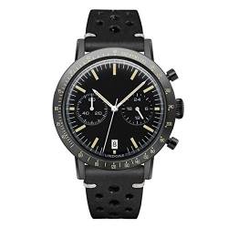 Undone Sport Speedy Chronograph Hybrid Quarz Mechanisch Stahl Schwarz Leder Vintage Uhr Herren von Undone