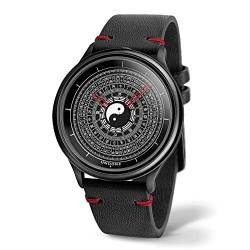 Undone Zen CARTOGRAPH FENG Mechanische Hybrid Quarz Schwarz Leder Rot Unisex Uhr von Undone