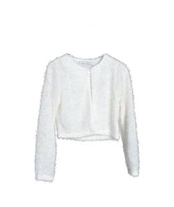 Une Hautre Couture Mädchen Strickjacke Kommunionjacke Bolero Kommunion Festliche Schulterjacke Hochzeit Blumenmädchen Felljacke Ivory (as3, Numeric, Numeric_158, Regular, 158) von Une Hautre Couture