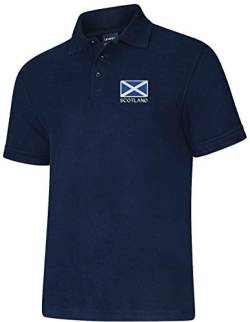 Poloshirt mit schottischer Flagge, Unisex, Farbe: Marineblau, XS bis 8XL, marineblau, 5X-Large von Uneek clothing