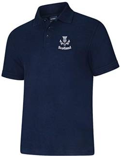 Scotland Thistle Poloshirt – Unisex – Farbe Marineblau – XS bis 8XL, marineblau, XL von Uneek clothing