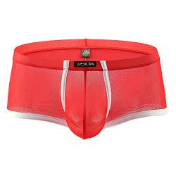 Uneihoiz Herren Boxershorts Transparente Mesh Unterhose Weich Unterwäsche Männer Atmungsaktive Trunks L Rot von Uneihoiz