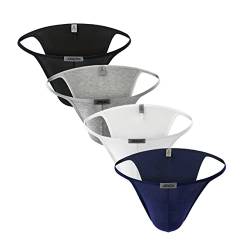 Uneihoiz Herren Super Soft Unterwäsche Bikini Slip Stretch Micro Modal Unterhose, 4er-Pack (Schwarz/Weiß/Grau/Marineblau), S von Uneihoiz