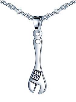 Unendlich U Damen Halskette 925 Sterling Silber Fashion Schraubenschlüssel Anhänger Kettenanhänger Kette mit Anhänger Schmuck Geschenk für Weihnachten,Silber von Unendlich U