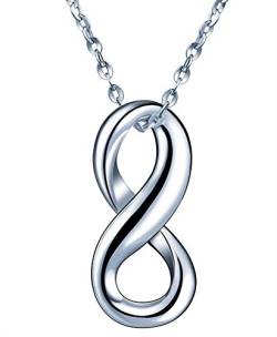 Unendlich U Einfach Unendlichkeit Symbol Zahlen 8 Damen Mädchen Halskette 925 Sterling Silber Anhänger Verstellbare Kette, Silber von Unendlich U