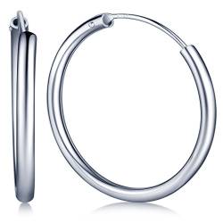 Unendlich U Elegant Simpel Damen Ohrringe 925 Sterling Silber Poliert Rund 40mm Creolen Ohrhänger Ohrschmuck(1 Paar) von Unendlich U