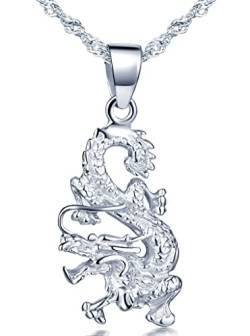 Unendlich U Fashion 925 Sterling Silber Damen Halskette Drache Anhänger Kettenanhänger von Unendlich U