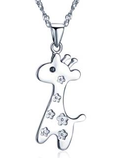 Unendlich U Fashion Damen Halskette Süß Hirsch Giraffe Kitze Anhänger 925 Sterling Silber Kettenanhänger von Unendlich U