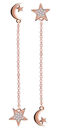 Unendlich U Fashion Mond Stern Damen Ohrhänger 925 Sterling Silber Zirkonia Ohrringe Ohrschmuck, Rosegold von Unendlich U