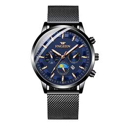 Unendlich U Herren Uhr Analog Chronograph 30 M Wasserdicht Quarz Uhr Armbanduhr Nachleuchtende Multifunktionszifferblättern Kalender Stoppuhr für Mann Business Uhren mit Edelstahlgewebe von Unendlich U