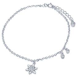 Unendlich U Klassisch Schneeflocke Damen Armband 925 Sterling Silber Zirkonia Armkette Verstellbar Charm Armkettchen Armreif, Silber von Unendlich U