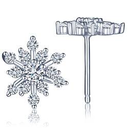 Unendlich U Schneeflocke Damen Ohrstecker 925 Sterling Silber Zirkonia Schneestern Stecker Ohrringe Ohrschmuck, Silber von Unendlich U