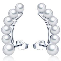 Unendlich U Unique Damen Ohrstecker 925 Sterling Silber 3-5mm Perlen Ohrringe Ohrhänger Pearls Earrings von Unendlich U