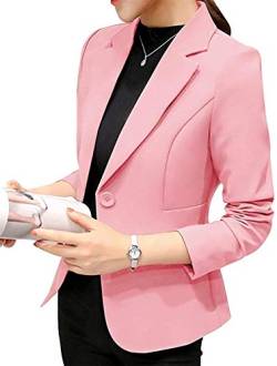 Uni-Wert Damen Blazer Slim Fit Anzugjacke Elegant Langarm Revers Frauen Sakko Einfarbig Kurz Jacke EIN Knopf Blazer Business Anzug Büro Jacke von Uni-Wert