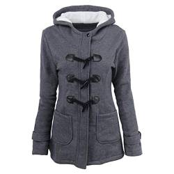 Uni-Wert Damen Mantel Übergangsjacke mit Kapuze Herbst Winter Jacke Baumwolle Parka Casual Warm Outwear von Uni-Wert