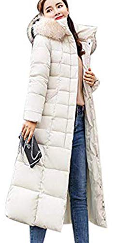 Uni-Wert Damen Winterjacke Lange Daunenjacke Warm Parka Jacke mit Fellkapuze Steppjacke Wintermantel Casual Daunenmantel von Uni-Wert