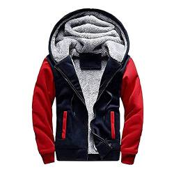 Uni-Wert Herren Kapuzenjacke Kapuzenpullover Reißverschluss Plus Dicke Pullover Sweatjacke Mit Kapuze Winter Männer Hoodie (M, Blau-rot) von Uni-Wert