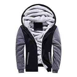 Uni-Wert Herren Kapuzenjacke Sweatjacke Hoodie Jacke Pullover Mit Kapuze Reißverschluss und Fleece-Innenseite Outdoor Kapuzenpullover Übergangsjacke (L, Schwarz-grau) von Uni-Wert