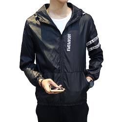 Coole Jacke Mode Windjacke Mit Kapuzen Streetwear Unisex Damen Herren Jungen Mädchen Reißverschluss Freizeit Oberbekleidung Cool Schwarz Weiß(Schwarz-1, M) von Uni-wert