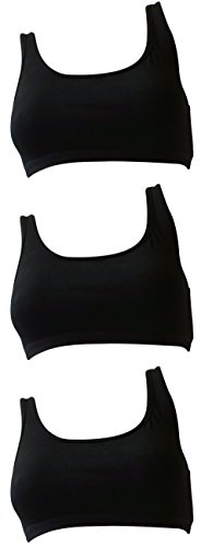 Uniconf 3-er Pack Sport BH Bustier 92% Baumwolle weiß oder schwarz (Stück ab 5,99 Euro) (2XL = 90, schwarz) von Uniconf