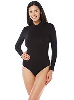 Uniconf Damen Langarm Body Stehkragen Stretch Baumwolle Schwarz Größe L von Uniconf