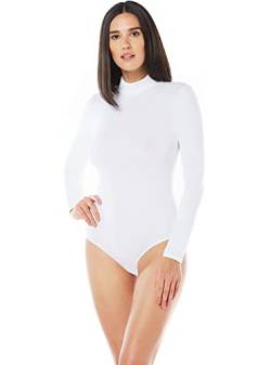 Uniconf Damen Langarm Body Stehkragen Stretch Baumwolle Weiß Größe XL von Uniconf