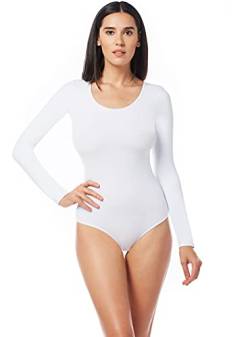 Uniconf Damen Langarm Body Stretch Baumwolle Rundhals Weiß Größe L von Uniconf