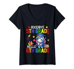 Damen Goodbye 5th Grade Hello 6th Grade Cute Unicorn Graduation T-Shirt mit V-Ausschnitt von Unicorn Graduation Kids Costume