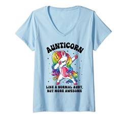 Damen Aunticorn Like Normal Aunt But More Awesome Dabbing Unicorn T-Shirt mit V-Ausschnitt von Unicorn Squad Co