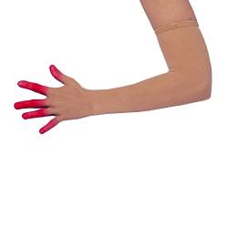Nude Illusion Second Skin Sheer Seamless Stretch Handschuhe mit elastischer Obernaht in Beige, Hellbraun, Braun; über Ellenbogen; Damen und Herren, Rot gefärbt, hellbraun, Einheitsgröße von Unicorns Poop Glitter
