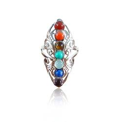 7 Chakra-Ring, natürlicher Kristallring, hohler Daumen, verstellbarer Ring, spirituelle Heilung für Frauen von Unifizz