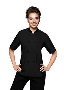 Kurze Ärmel, seitliche Netzstoff, belüftete Kochjacke, Uniform für Frauen, Gastronomie, Bäcker und kulinarische Profis, schwarz, XX-Large von Uniformates