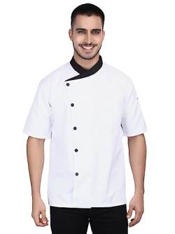 Uniformates Kurzarm-Kochjacke für Damen, Herren, Kochbäcker und Chefkoch (Weiß, X-Large) von Uniformates