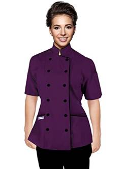 Uniformates Kurze Ärmel Damen Damen Tailored Fit Kochmantel Jacken (Dunkelviolett, XL) von Uniformates